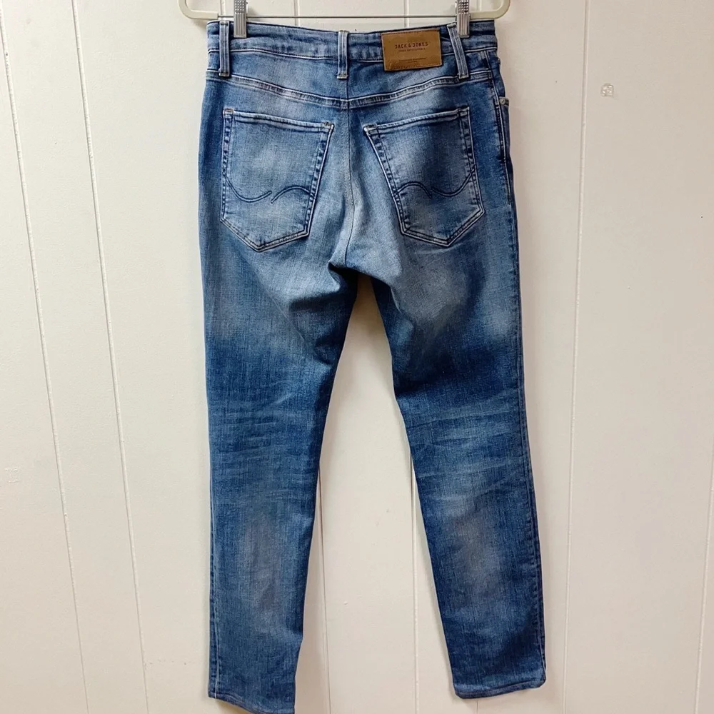 Indie Y2K Grunge JACK JONES Mens Intelligence Skinny Jeans 36/34 Distressed